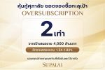 SPALI ศุภาลัยฟอร์มแกร่ง หุ้นกู้ OVERSUBSCRIPTION ยอดจองพุ่งกว่า 2 เท่า ปิดดีลด้วยต้นทุนทางการเงินต่ำสุดของตลาดอสังหาฯ