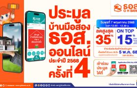 ธอส. จัดทรัพย์เด่นกว่า 1,500 รายการ ร่วมงานประมูลบ้านมือสองออนไลน์ ประจำเดือนพฤษภาคม 2568 พร้อมส่วนลดราคาสูงสุดถึง 35% และ On Top อีก 15% วันพุธที่ 7 พฤษภาคม 2568 ผ่าน Application : GHB ALL HOME