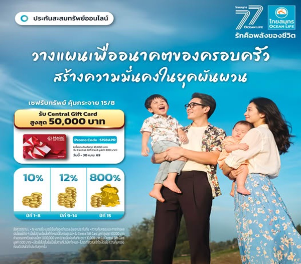 Ocean Life-ไทยสมุทรประกันชีวิต เปลี่ยนเงินออมวันนี้ ให้เป็น'หลักประกันความมั่นคง'ของคนที่คุณรัก