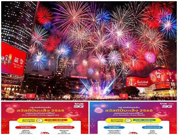 ทรู คอร์ปอเรชั่นเผยเคานต์ดาวน์ไทยสู่ปีมะเส็งสุดคึก ยอดดาต้ามือถือไอคอนสยามพุ่งกว่า 200% รับกระแส 'ลิซ่า'สร้างปรากฏการณ์ดึงไทย-ต่างชาติแห่เยือนทะลัก