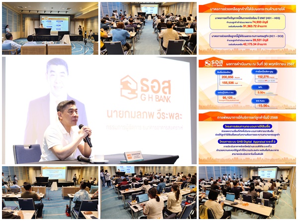 GHB ธอส. เผย ปล่อยสินเชื่อใหม่ได้แล้วกว่า 200,000 ล้านบาท คาดการณ์ทั้งปี 2567 ปล่อยสินเชื่อใหม่ได้ไม่ต่ำกว่า 230,000 ล้านบาท 