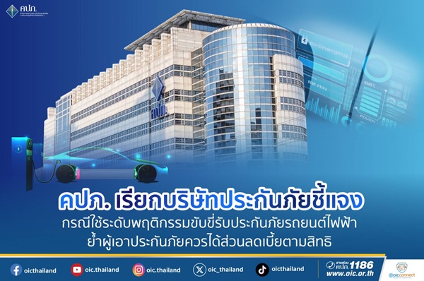 คปภ.ออกคำสั่งนายทะเบียน รถยนต์ไฟฟ้า ผู้เอาประกันภัยควรได้รับสิทธิประโยชน์ ส่วนลดเบี้ยประกันภัยที่พึงได้ 