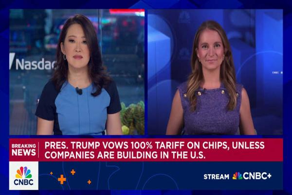 Trump vows 100% tariff on chips, unless companies are building in the U.S.