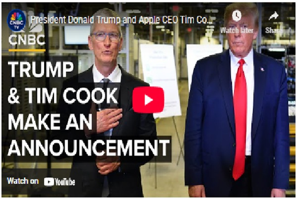 Watch live : Apple CEO Cook joins Trump for investment announcement at White House