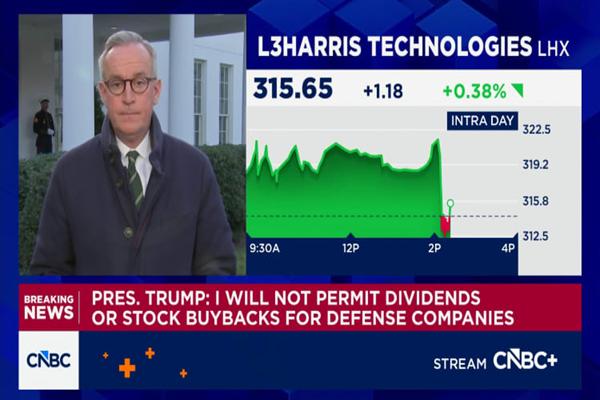 Trump says he will not permit dividends and stock buybacks for defense companies