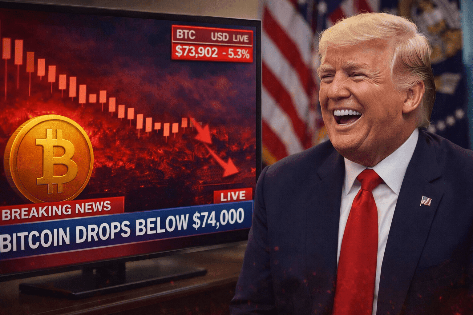 Bitcoin plunges below $74K erasing post-Trump gains as Galaxy Digital reports $482M loss