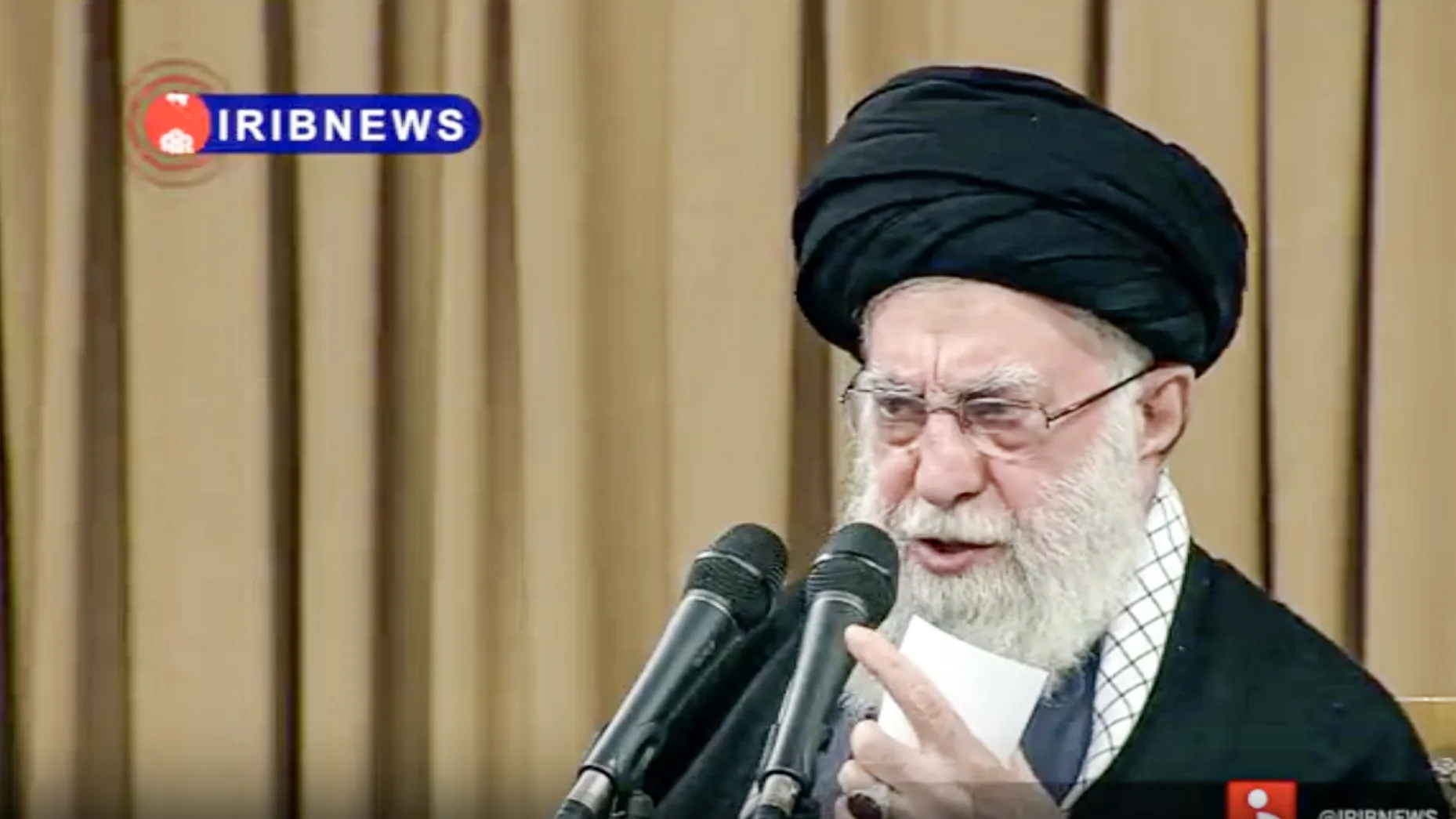 Iran&rsquo;s leader accuses protesters of acting for Trump