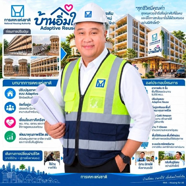 กคช.รับนโยบาย'นิกร'ขับเคลื่อน'บ้านอิ่มใจ'พลิกอาคารเดิมสู่'บ้านแห่งโอกาส'ยกระดับคุณภาพชีวิตกลุ่มเปราะบาง