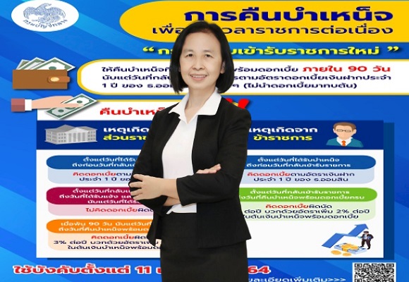 กรมบัญชีกลาง ปรับปรุงหลักเกณฑ์และวิธีการเกี่ยวกับระยะเวลาในการคืนบำเหน็จ เพื่อนับเวลาราชการต่อเนื่อง กรณีกลับเข้ารับราชการใหม่