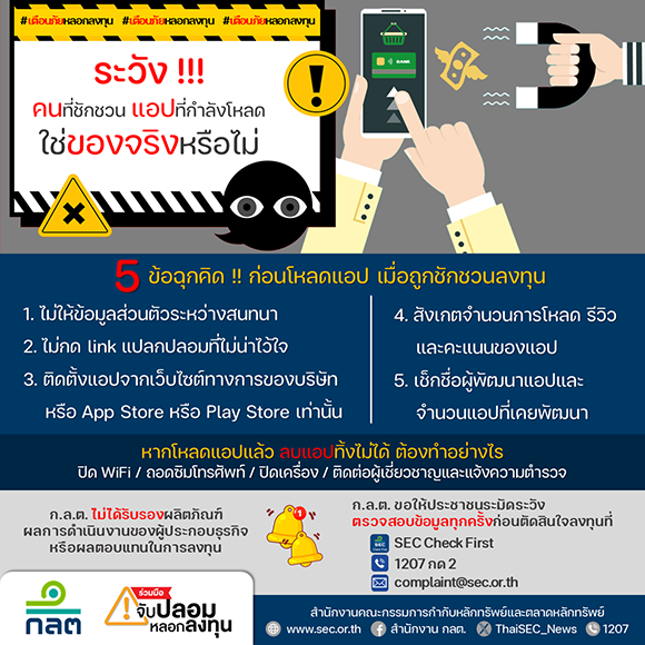 5 ข้อฉุกคิด!! ก่อนโหลดแอป เมื่อถูกชักชวนลงทุน