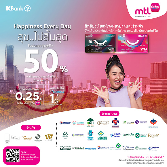 เมืองไทยประกันชีวิต ส่งมอบสิทธิประโยชน์ด้านสุขภาพ รับส่วนลดสูงสุด 50% สำหรับผู้ถือบัตรเมืองไทยสไมล์เครดิตการ์ด
