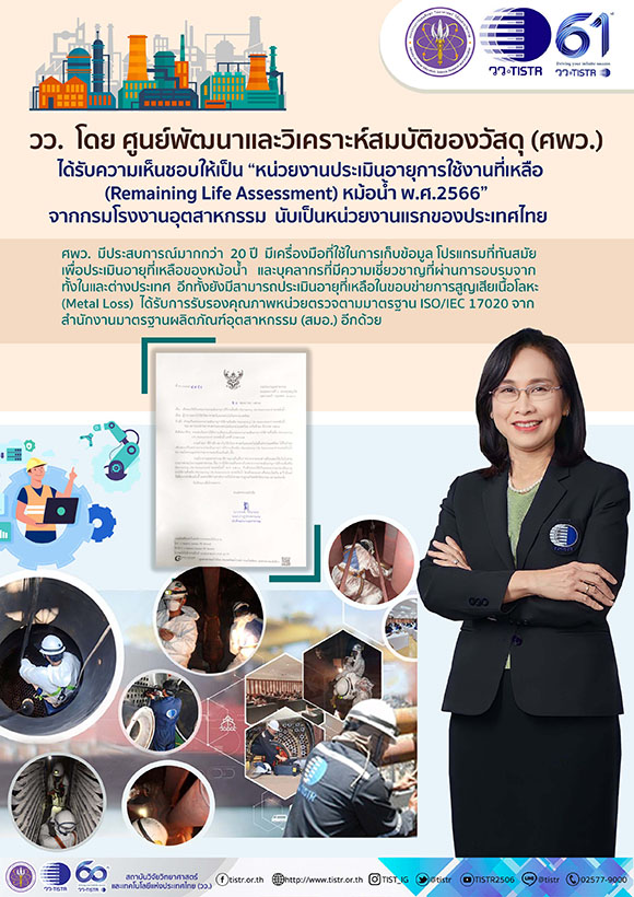 5808 วว ได้รับอนุมัติประเมินฯหม้อน้ำ