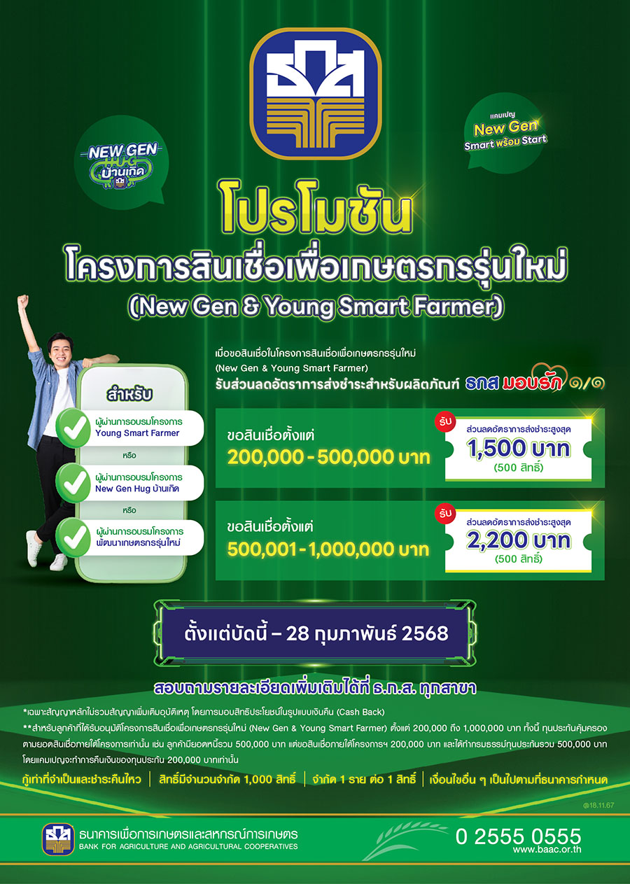ธ.ก.ส. จัดแคมเปญ New Gen Smart พร้อม Start