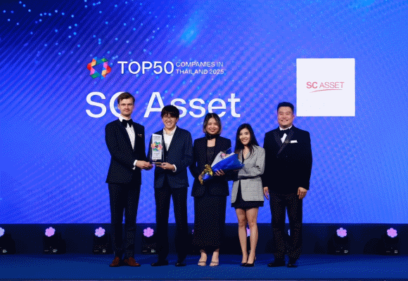 SC Asset ยืนหนึ่ง ผู้นำองค์กรที่น่าร่วมงานมากที่สุด จากโพล Top 50 Companies in Thailand 2025 โดย WorkVenture