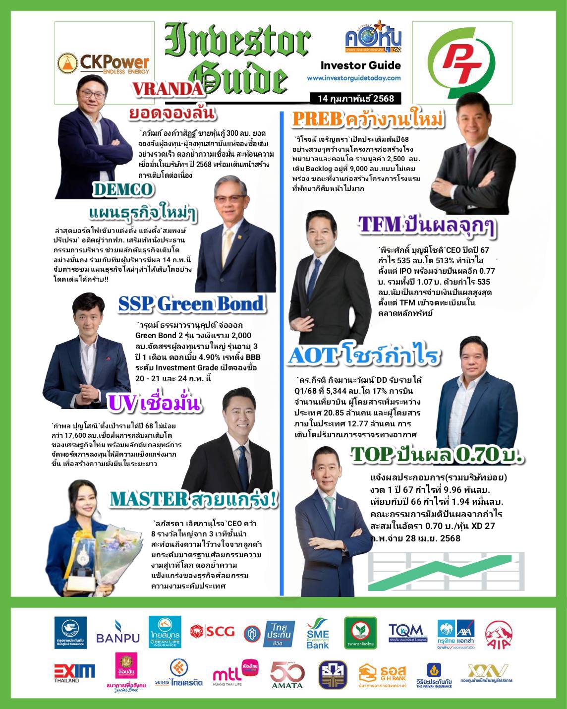 คอหุ้น Investor Guide 14 กุมภาพันธ์ 2568 - 2