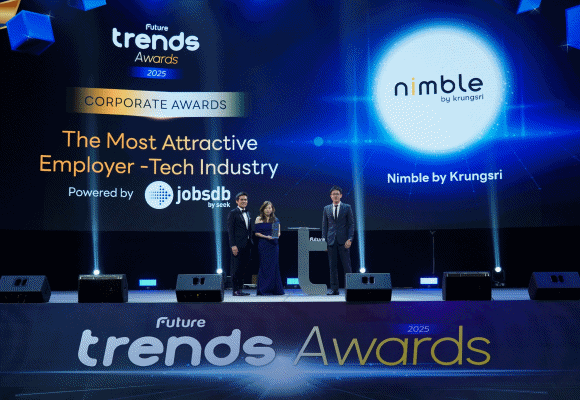 กรุงศรี นิมเบิล คว้ารางวัล The Most Attractive Employer - Tech Industry จาก Future Trends Awards 2025 ย้ำความเป็นไอทีฮับเพื่อพัฒนาความเป็นเลิศสำหรับคนสายเทค