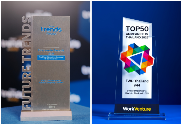 FWD ประกันชีวิต องค์กรที่เข้าใจคนรุ่นใหม่ การันตีด้วย 2 รางวัลใหญ่จาก Future Trends และ WorkVenture