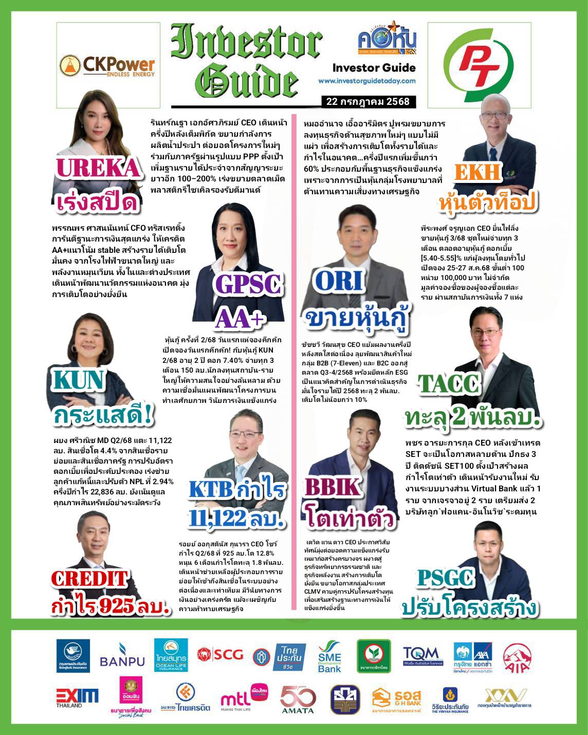 คอหุ้น Investor Guide 22 กรกฎาคม 2568