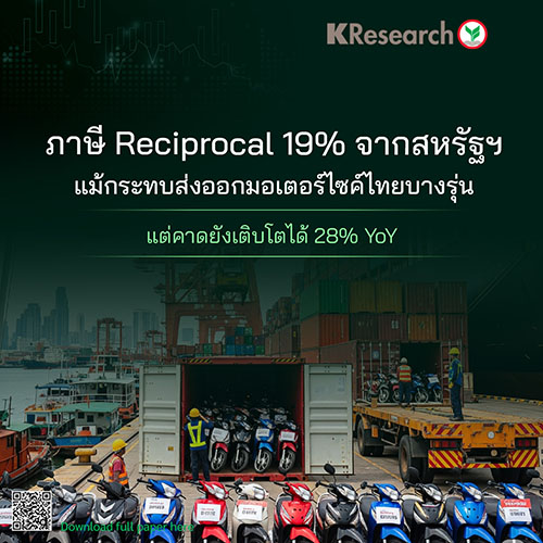 ภาษี Reciprocal 19% จากสหรัฐฯ แม้กระทบส่งออกมอเตอร์ไซค์ไทยบางรุ่น แต่คาดยังโตได้ 28%