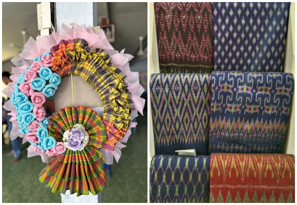 11371 10 พวดหรีดผ้าขาวม้า ผ้าทอมัดหมี่