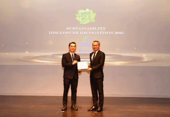 SME D Bank รับรางวัล Sustainability Disclosure Recognition ปี 2568 องค์กรโดดเด่นด้านการพัฒนามุ่งสู่ความยั่งยืนตามมาตรฐานสากล