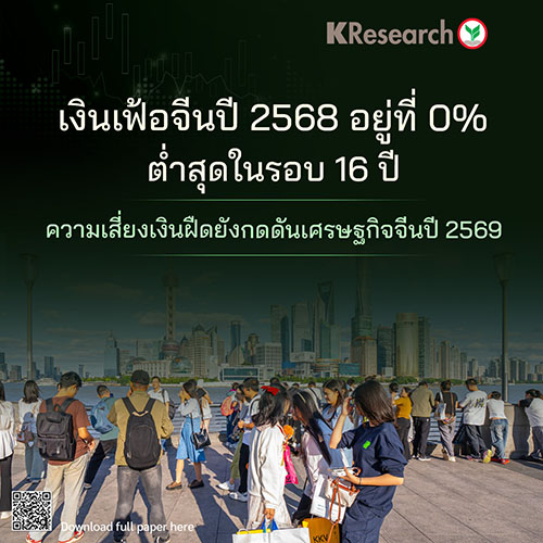 เงินเฟ้อจีนปี 2568 อยู่ที่ 0% ต่ำสุดในรอบ 16 ปี ความเสี่ยงเงินฝืดยังกดดันเศรษฐกิจจีนปี 2569