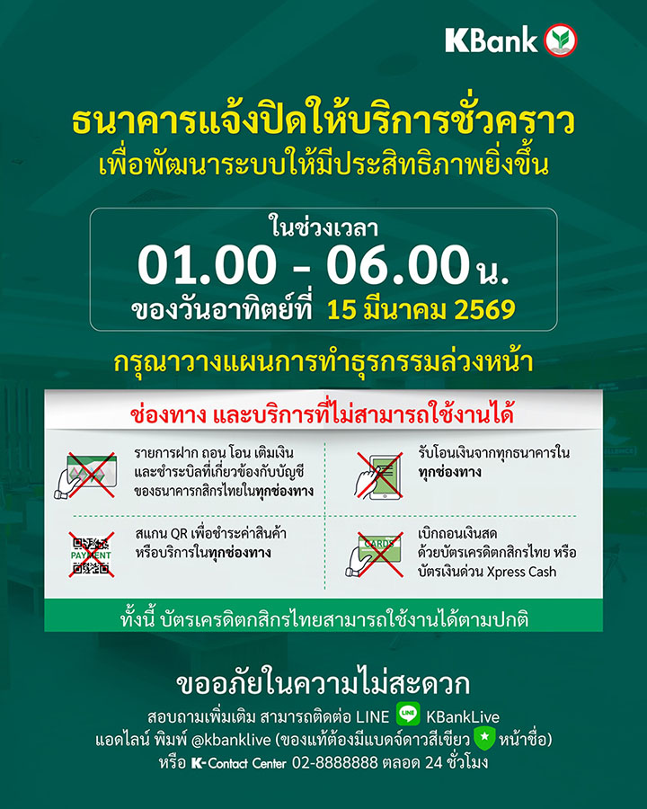 3143 KBank ปิดระบบ