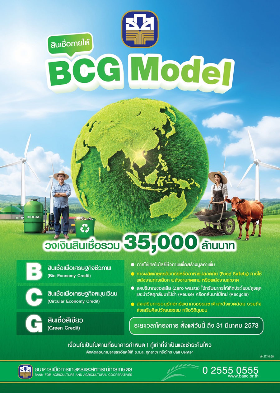 ธ.ก.ส. ขานรับนโยบายรัฐ จัดสินเชื่อลดต้นทุนพลังงานให้เกษตรกรและรณรงค์มาตรการประหยัดพลังงานในองค์กร