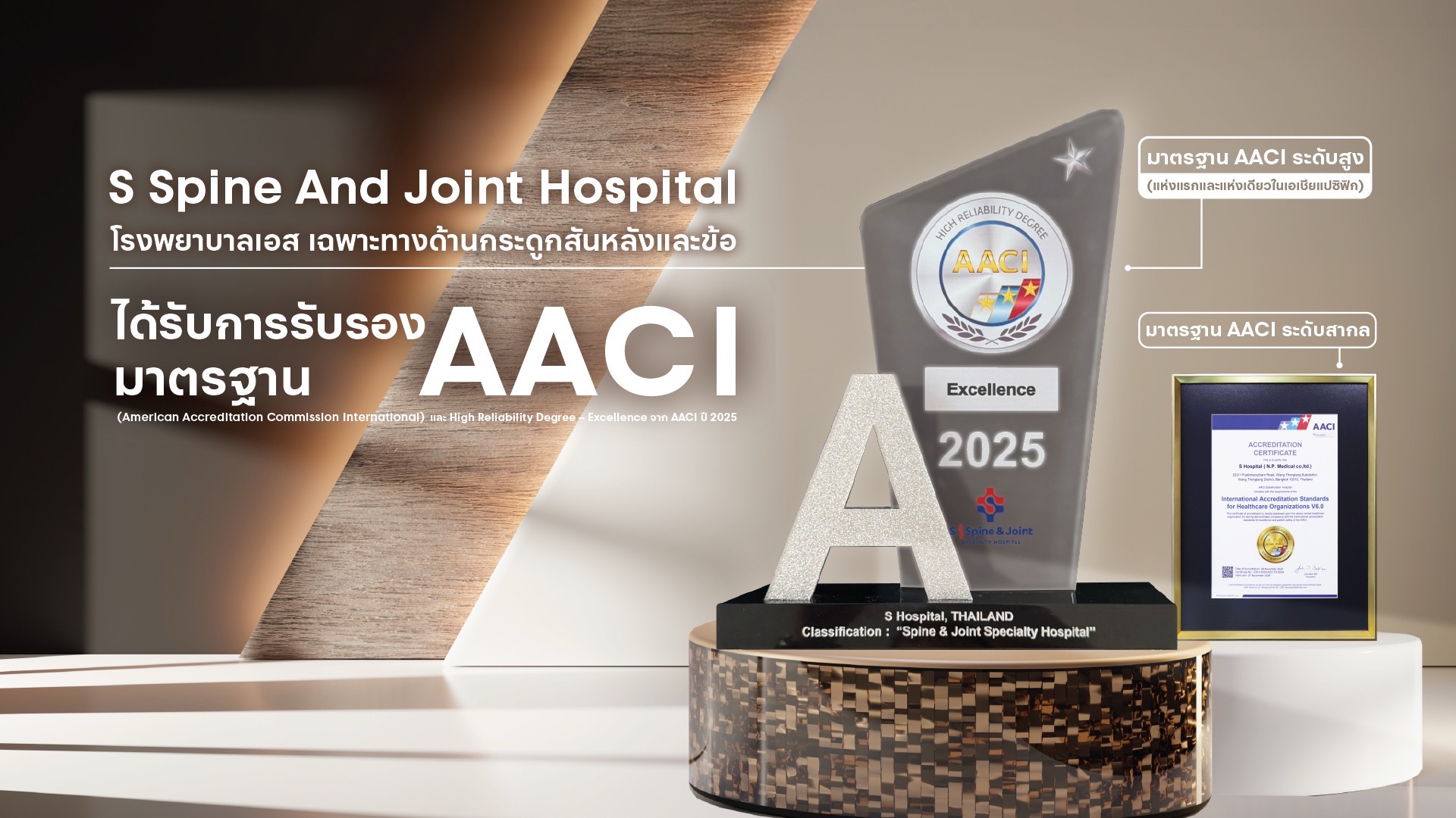 เอส สไปน์ แอนด์ จอยท์ คว้ามาตรฐาน AACI ระดับ Excellence แห่งแรกในเอเชียแปซิฟิก