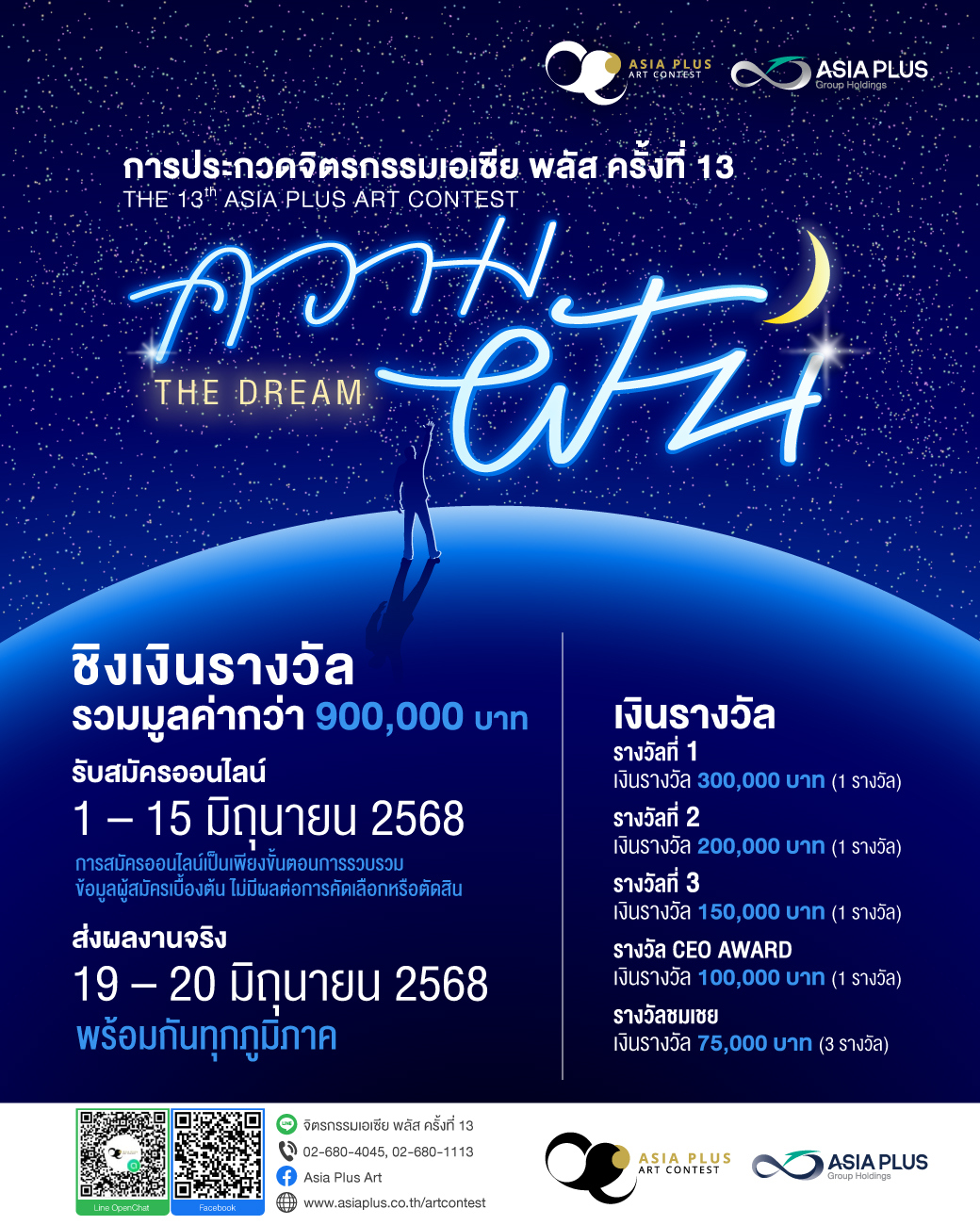 เริ่มแล้ว “จิตรกรรมเอเซีย พลัส” ครั้งที่ 13 เชิญชวนประชาชนทั่วไทย ร่วมถ่ายทอด “ความฝัน” ชิงรางวัลรวม 975,000 บาท